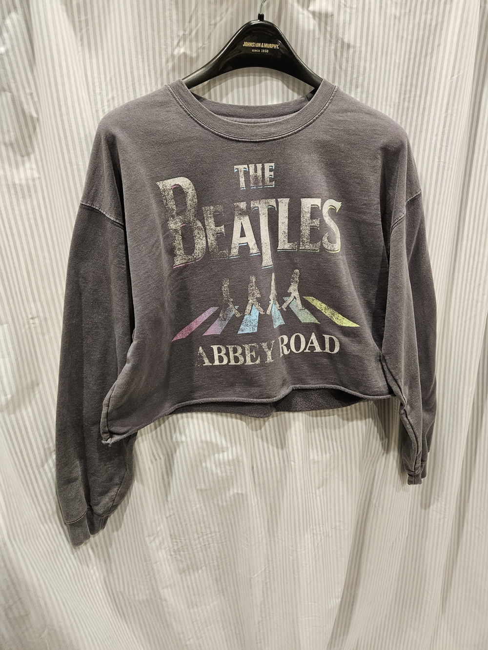 The Beatles Abbey Road Cropped Crewneck Sweatshirt - Charcoal Small - Picture 2 of 6